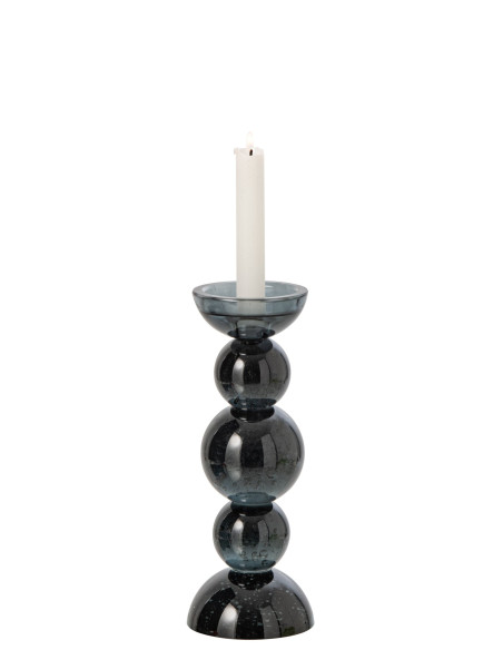 Bougeoir boules en verre bleu pétrole 27,5 cm Rensven J-Line - 2