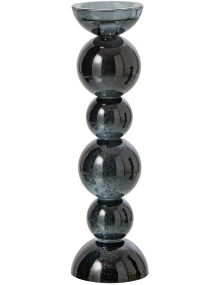 Bougeoir boules en verre bleu pétrole 35 cm Rensven J-Line - 1