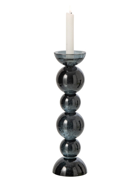 Bougeoir boules en verre bleu pétrole 35 cm Rensven J-Line - 2