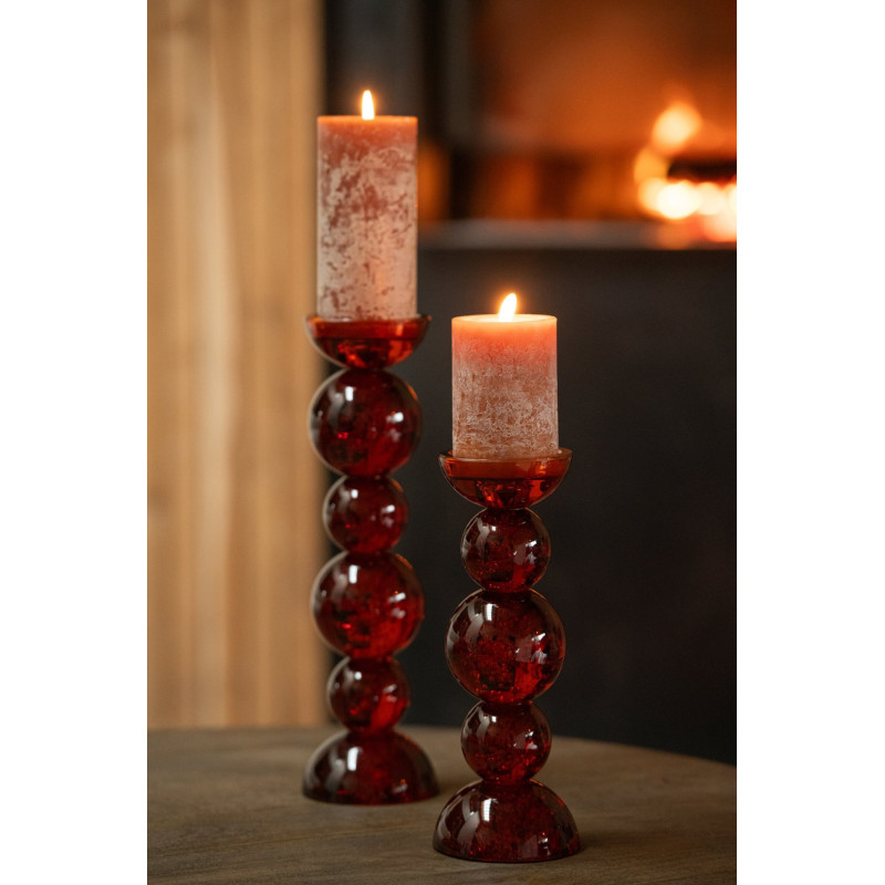 Bougeoir boules en verre bronze ambré 27,5 cm Rensven J-Line - 2