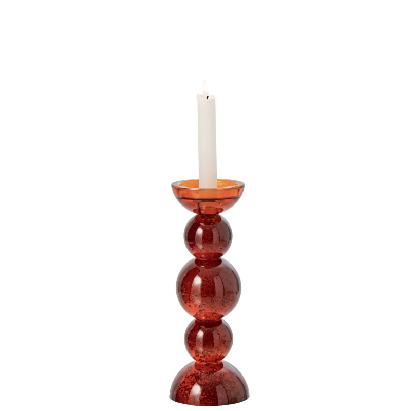 Bougeoir boules en verre bronze ambré 27,5 cm Rensven J-Line - 3