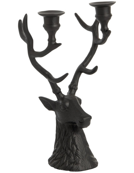 Chandelier tête de cerf noir en aluminium 20x13,5x34 cm Douwrik J-Line - 1