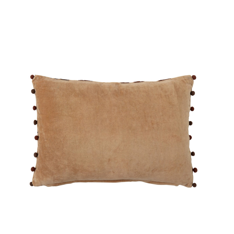 Coussin floral brodé camel chocolat en coton 35x50 cm Ankeike J-Line - 2