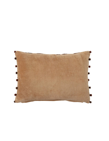 Coussin floral brodé camel chocolat en coton 35x50 cm Ankeike J-Line - 2