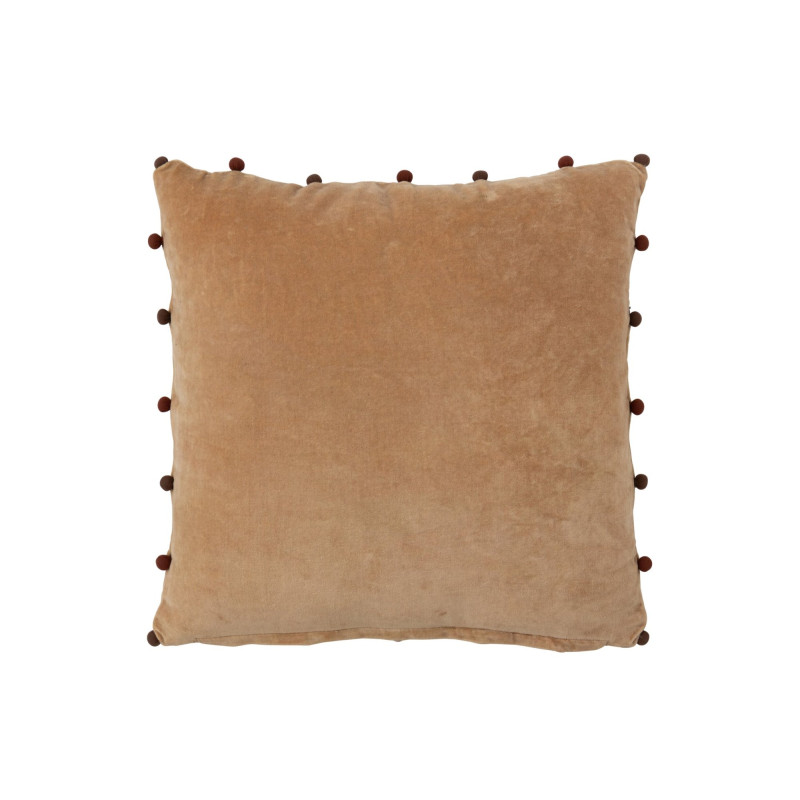 Coussin floral coton camel chocolat 45x45 cm Ankeike J-Line - 3