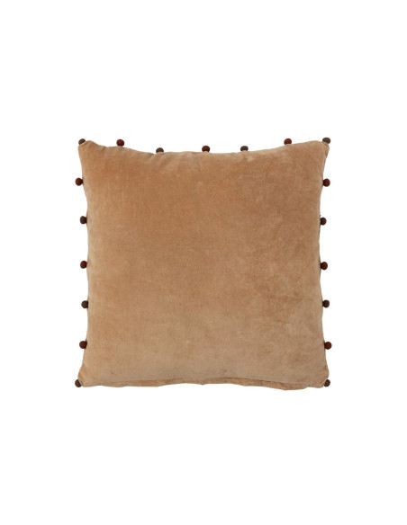 Coussin floral coton camel chocolat 45x45 cm Ankeike J-Line - 3