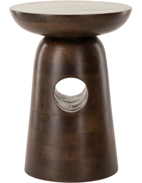 Bout de canapé rond en manguier brun chocolat Ø38 x H49 cm Edolo  - 1