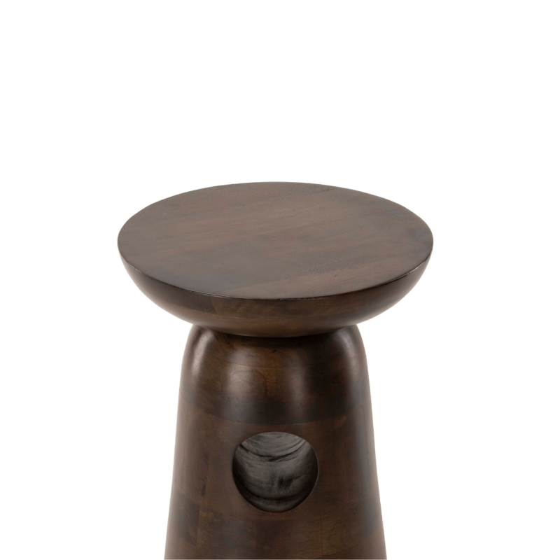 Bout de canapé rond en manguier brun chocolat Ø38 x H49 cm Edolo  - 3