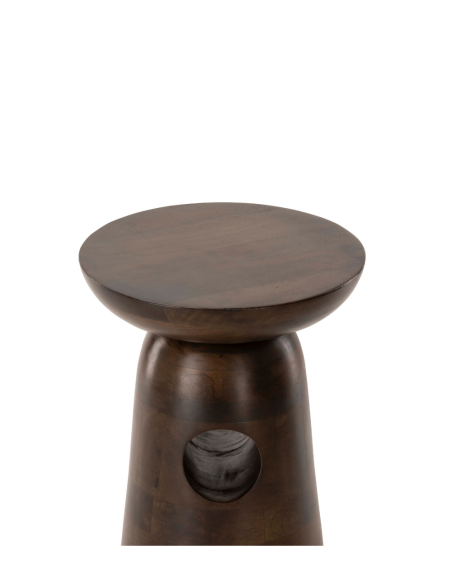 Bout de canapé rond en manguier brun chocolat Ø38 x H49 cm Edolo  - 3