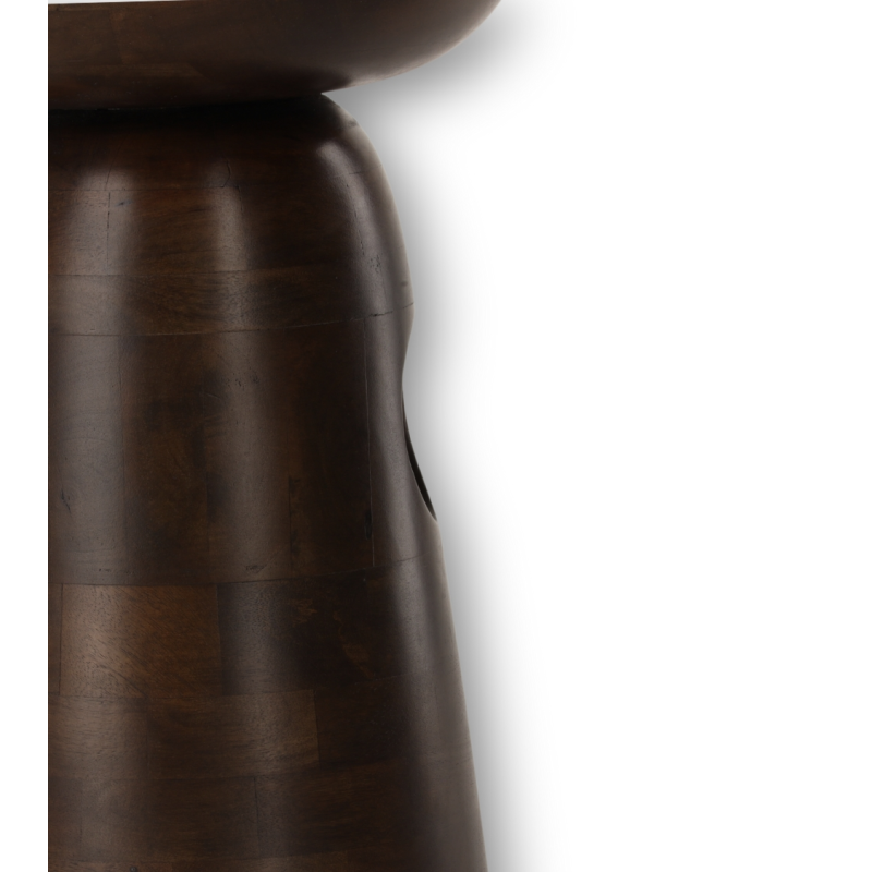 Bout de canapé rond en manguier brun chocolat Ø38 x H49 cm Edolo  - 4