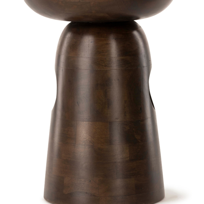 Bout de canapé rond en manguier brun chocolat Ø38 x H49 cm Edolo  - 5