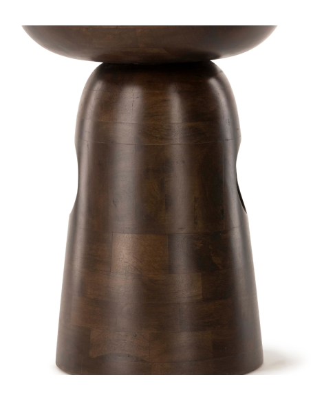 Bout de canapé rond en manguier brun chocolat Ø38 x H49 cm Edolo  - 5
