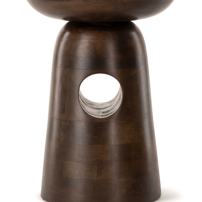 Bout de canapé rond en manguier brun chocolat Ø38 x H49 cm Edolo  - 6