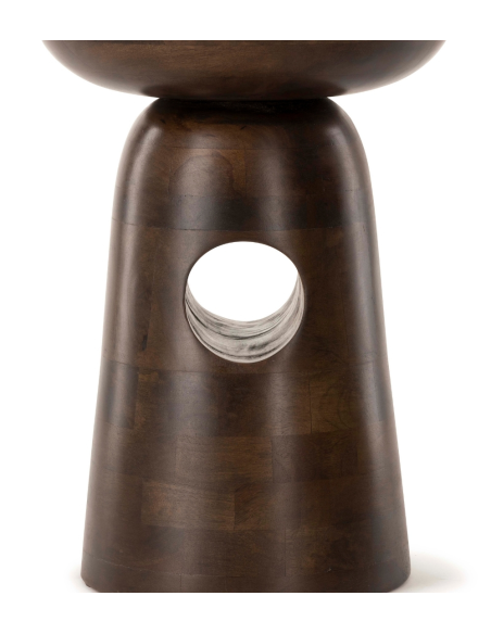 Bout de canapé rond en manguier brun chocolat Ø38 x H49 cm Edolo  - 6