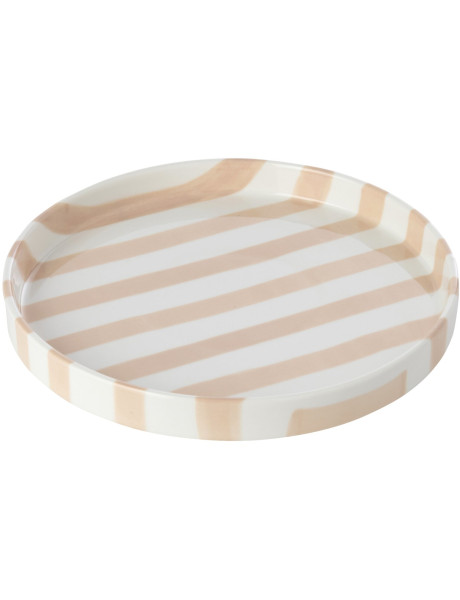 Assiette à dessert grès rayé beige 21 cm Nouweland J-Line - 1