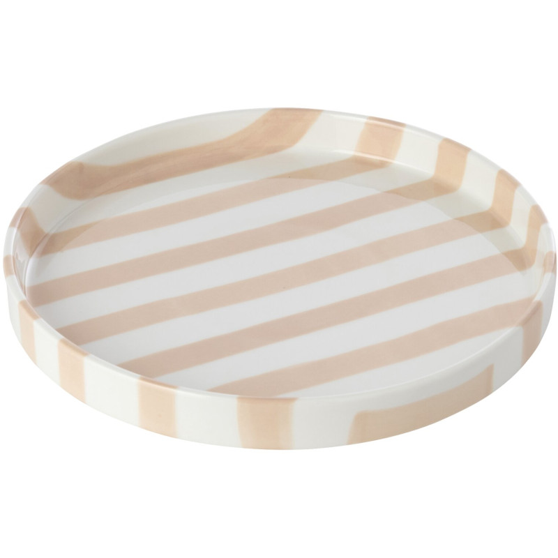 Assiette à dessert grès rayé beige 21 cm Nouweland J-Line - 1