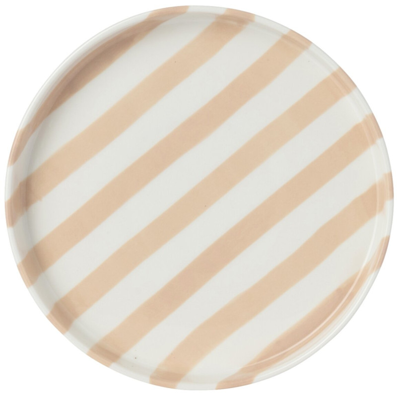 Assiette à dessert grès rayé beige 21 cm Nouweland J-Line - 3