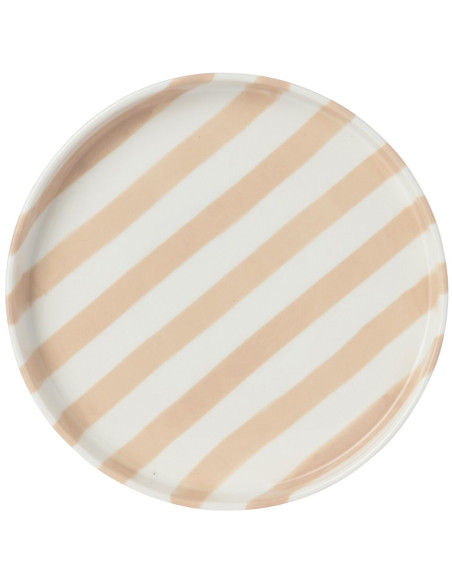 Assiette à dessert grès rayé beige 21 cm Nouweland J-Line - 3