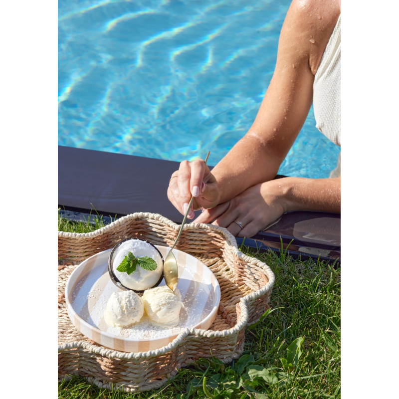 Assiette à dessert grès rayé beige 21 cm Nouweland J-Line - 4