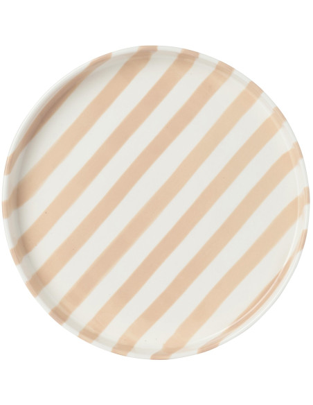 Assiette plate grès rayé beige et blanc 25,5 cm Nouweland J-Line - 3