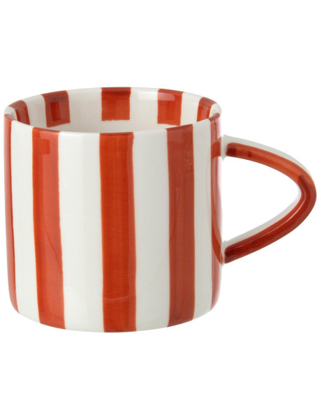 Mug grès rayé terracotta et blanc 13,5 cm Nouweland J-Line - 1