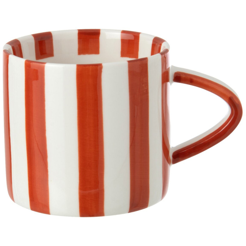 Mug grès rayé terracotta et blanc 13,5 cm Nouweland J-Line - 1