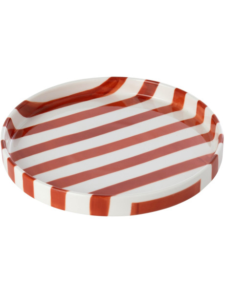 Assiette à dessert grès rayée terracotta 21 cm Nouweland J-Line - 1
