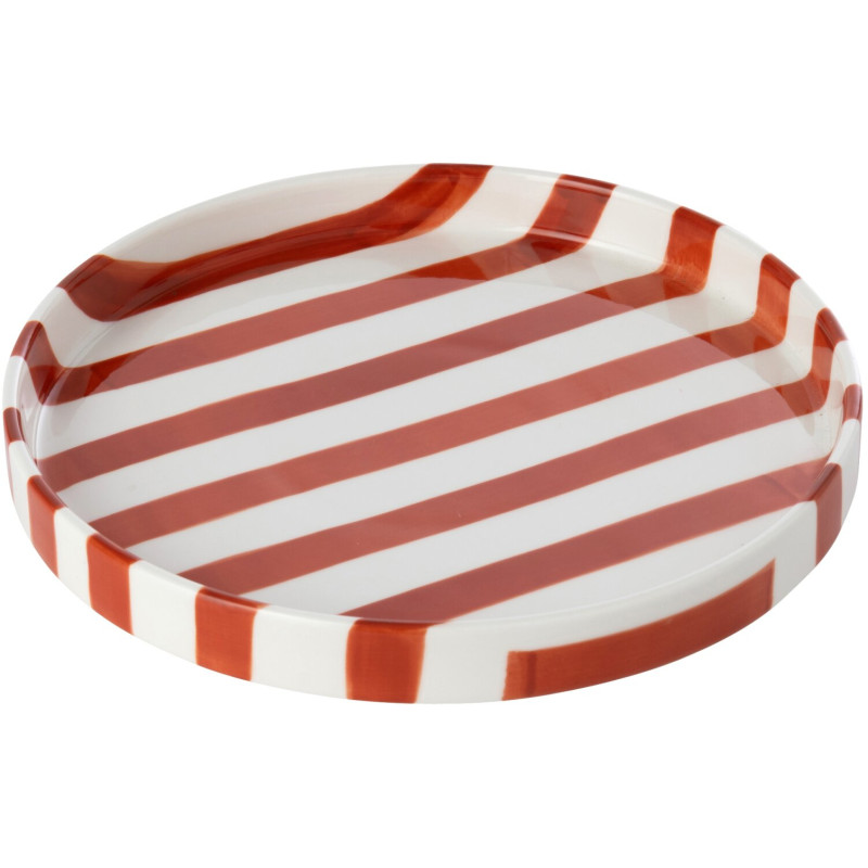 Assiette à dessert grès rayée terracotta 21 cm Nouweland J-Line - 1
