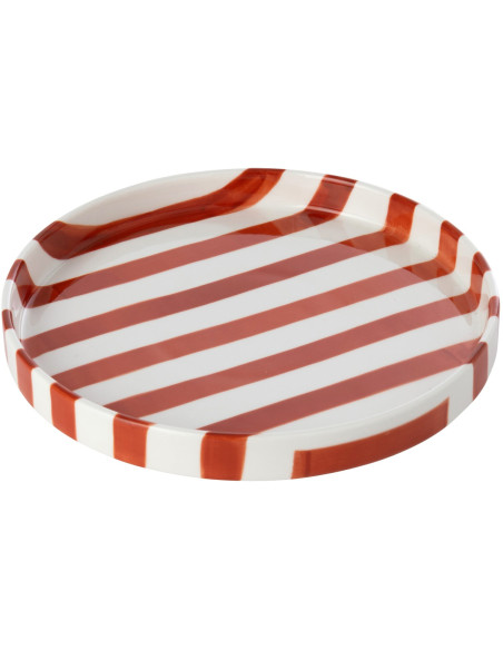 Assiette à dessert grès rayée terracotta 21 cm Nouweland J-Line - 1