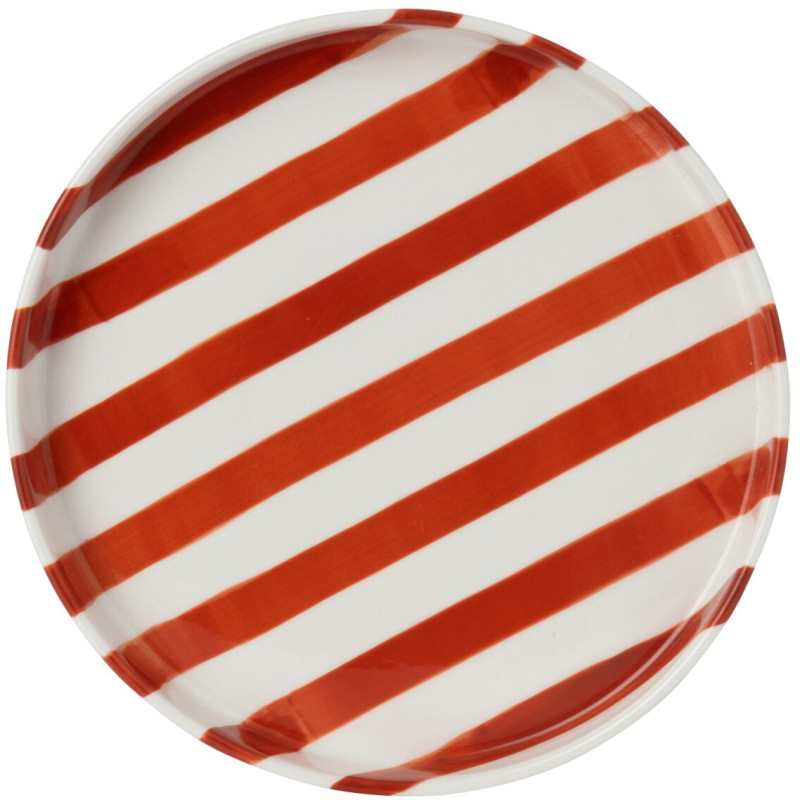 Assiette à dessert grès rayée terracotta 21 cm Nouweland J-Line - 3