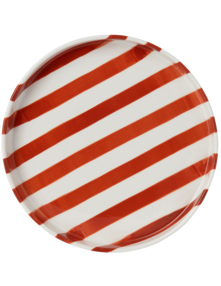 Assiette à dessert grès rayée terracotta 21 cm Nouweland J-Line - 3