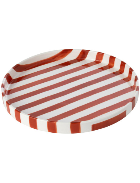 Assiette plate grès rayée terracotta 25,5 cm Nouweland J-Line - 1
