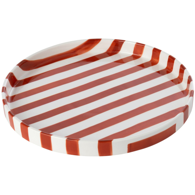Assiette plate grès rayée terracotta 25,5 cm Nouweland J-Line - 1