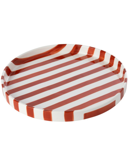 Assiette plate grès rayée terracotta 25,5 cm Nouweland J-Line - 1