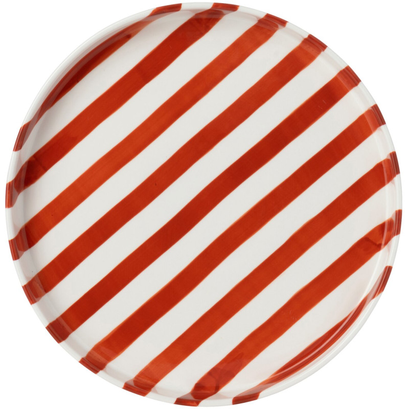 Assiette plate grès rayée terracotta 25,5 cm Nouweland J-Line - 3