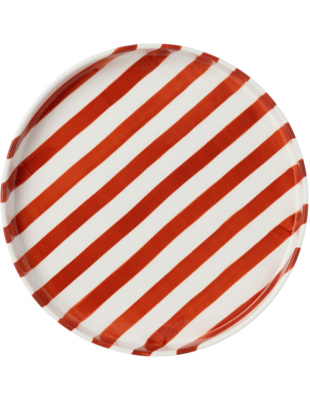 Assiette plate grès rayée terracotta 25,5 cm Nouweland J-Line - 3