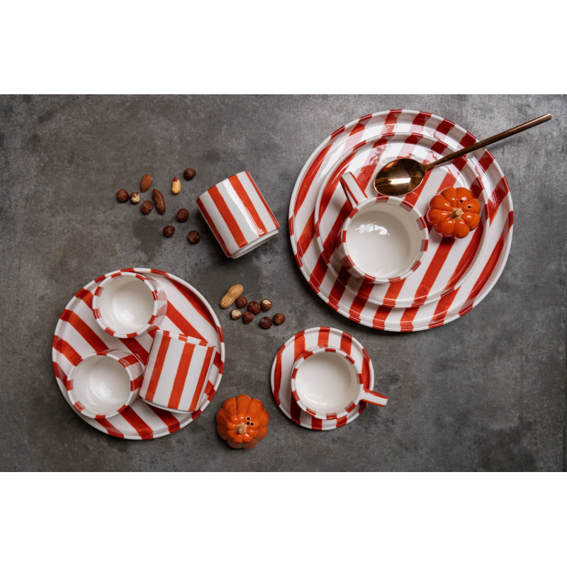Assiette plate grès rayée terracotta 25,5 cm Nouweland J-Line - 2