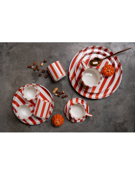 Assiette plate grès rayée terracotta 25,5 cm Nouweland J-Line - 2