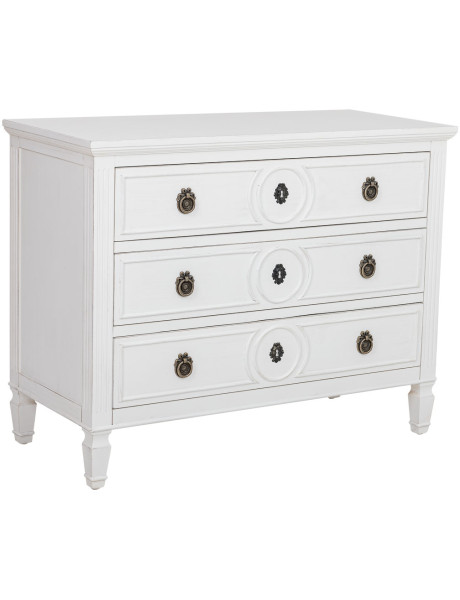 Commode blanche 3 tiroirs en bois 102x46x80 cm Celira  - 1
