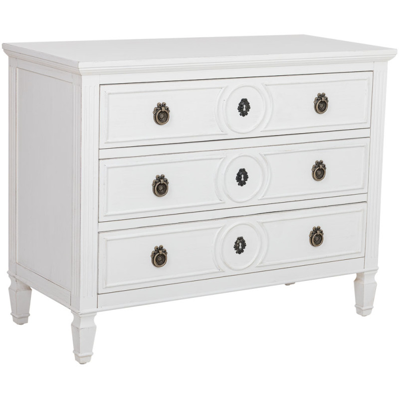 Commode blanche 3 tiroirs en bois 102x46x80 cm Celira  - 1