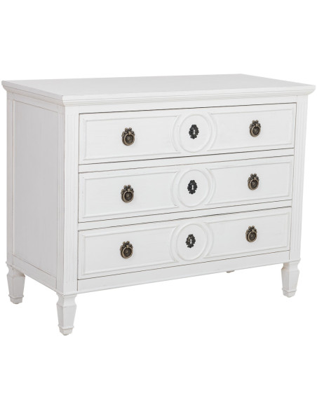 Commode blanche 3 tiroirs en bois 102x46x80 cm Celira  - 1