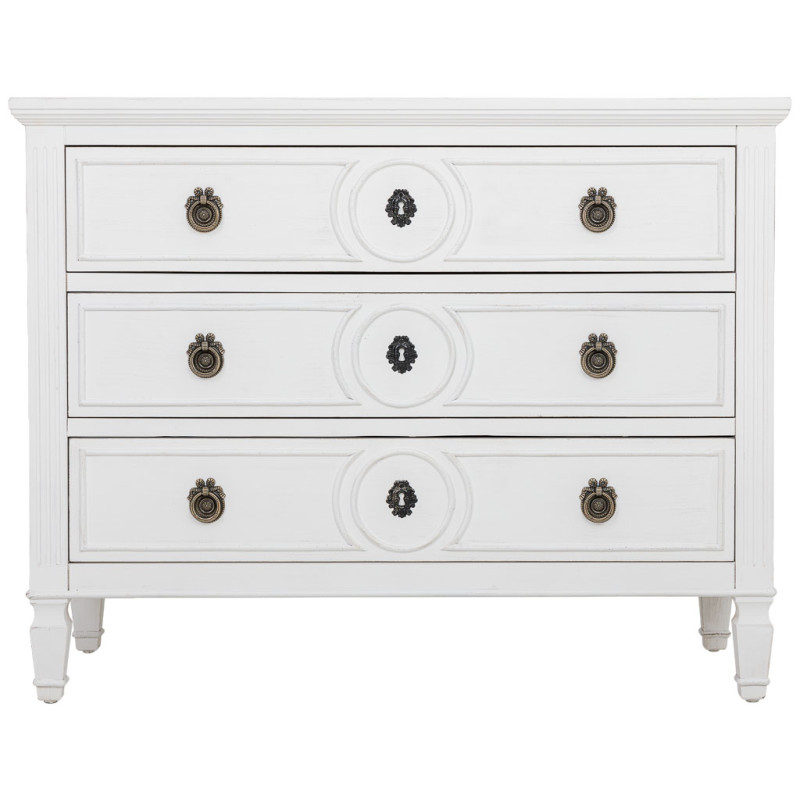 Commode blanche 3 tiroirs en bois 102x46x80 cm Celira  - 3