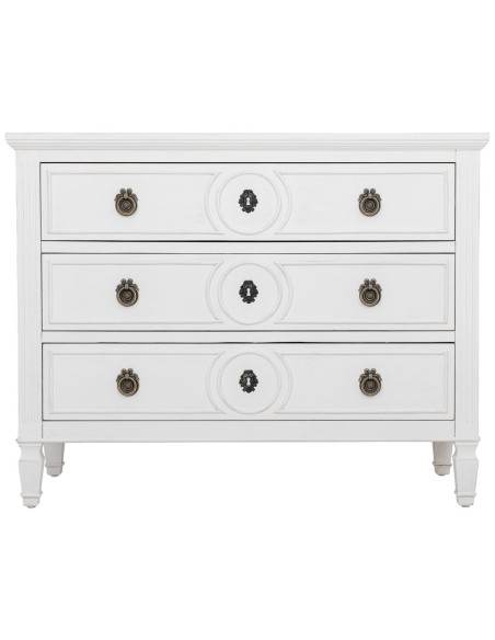Commode blanche 3 tiroirs en bois 102x46x80 cm Celira  - 3