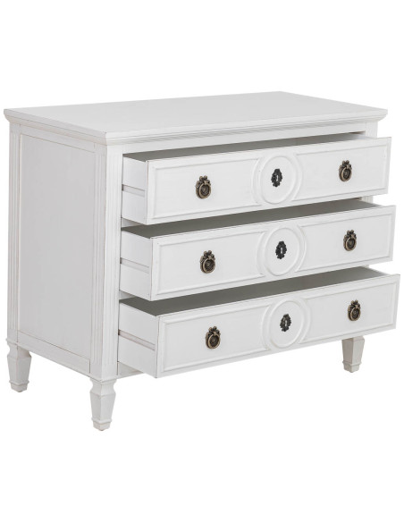 Commode blanche 3 tiroirs en bois 102x46x80 cm Celira  - 6