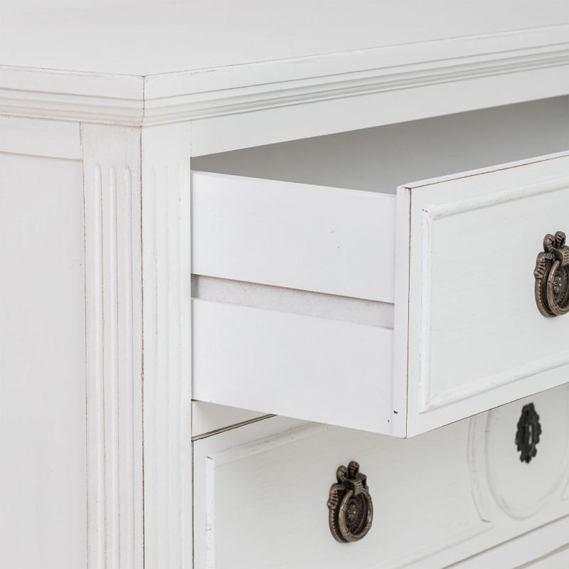 Commode blanche 3 tiroirs en bois 102x46x80 cm Celira  - 7