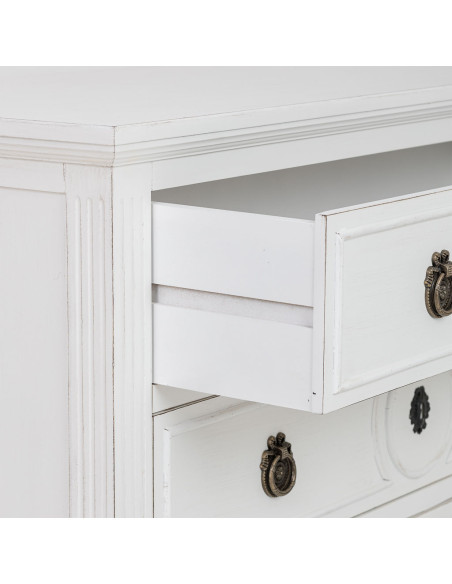 Commode blanche 3 tiroirs en bois 102x46x80 cm Celira  - 7
