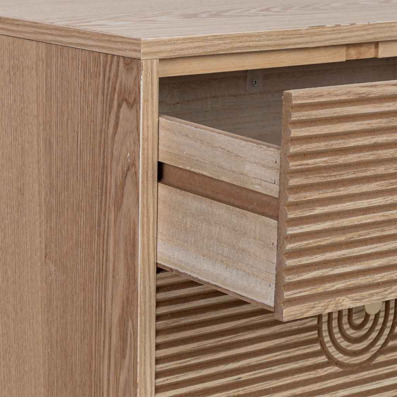 Chiffonnier 5 tiroirs cannelés bois naturel 45x36x100 cm Vireva  - 5