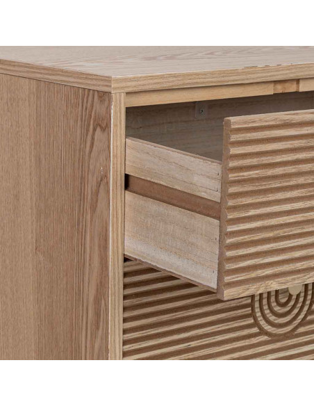 Chiffonnier 5 tiroirs cannelés bois naturel 45x36x100 cm Vireva  - 5