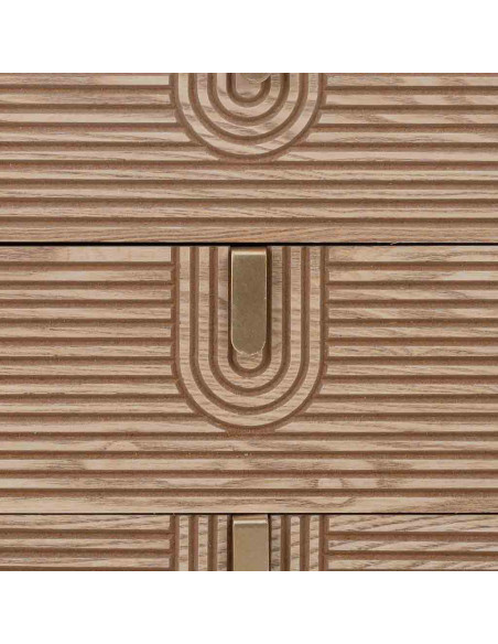 Chiffonnier 5 tiroirs cannelés bois naturel 45x36x100 cm Vireva  - 6
