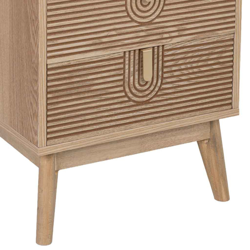 Chiffonnier 5 tiroirs cannelés bois naturel 45x36x100 cm Vireva  - 8